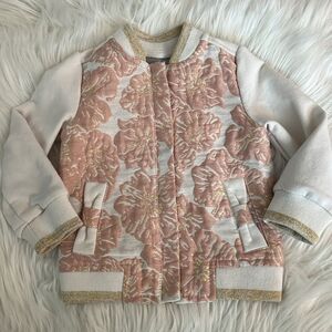 Tahari Baby Jacket Cream with Dusty Rose Size 12 Months